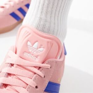 adidas Gazelles Semi Pink Spark Lucid Blue Stripes
